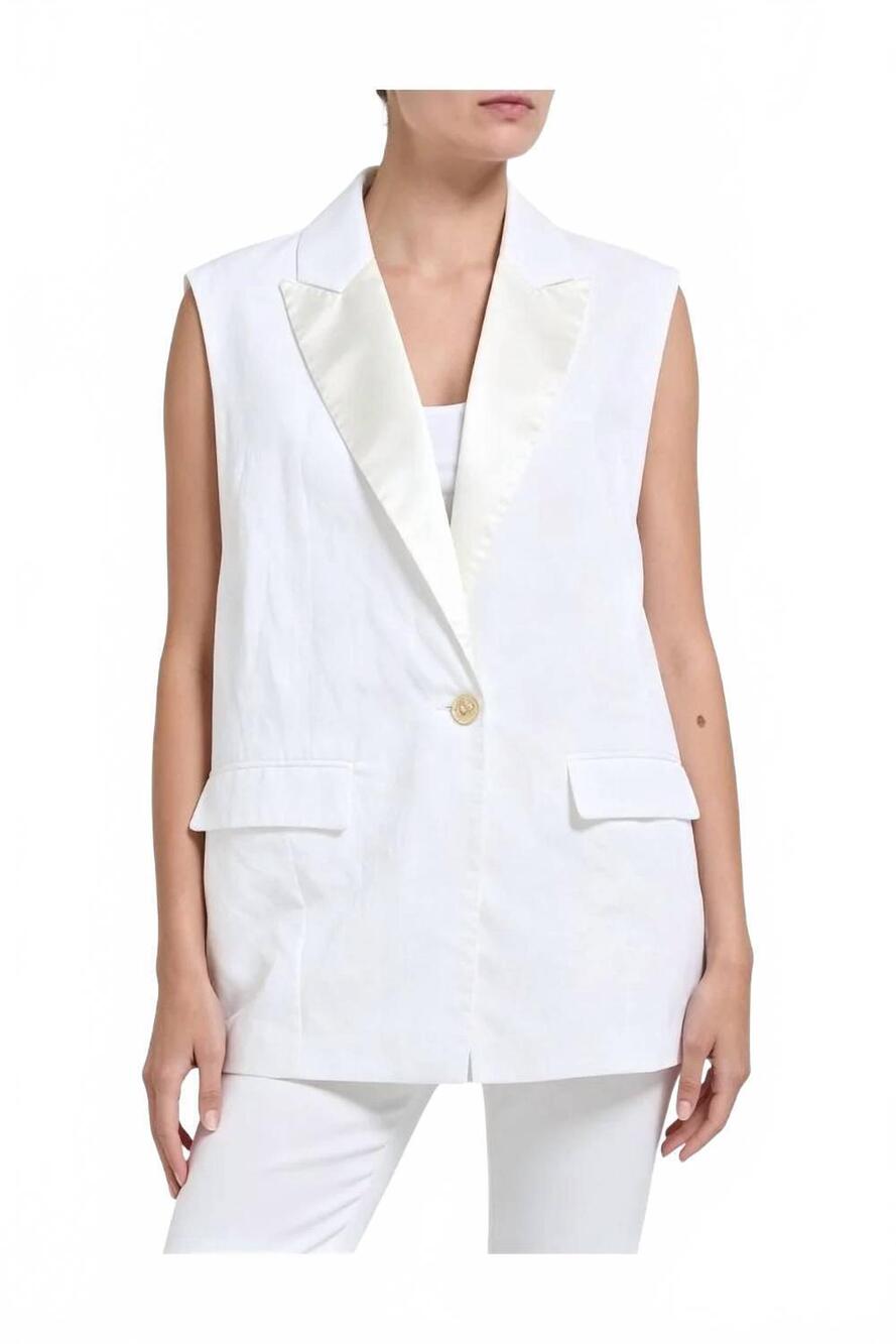 NEW BRUNELLO CUCINELLI women's single-breasted gilet in white